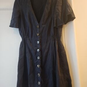 Zara Navy Button-Down Mini Dress